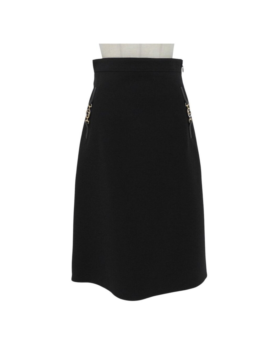Gucci Silk Wool Interlocking G Skirt Black 38